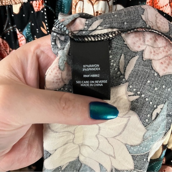 Torrid Floral Midi Challis Shirt Dress in Black - Picture 15 of 15